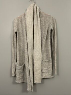 Aritzia Babaton Open-Front Light Gray Knit Cardigan with Pockets XXS Wool